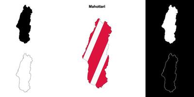 Mahottari district blank outline map set vector