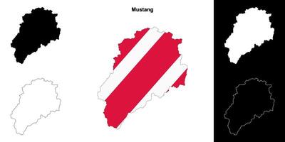 Mustang district blank outline map set vector