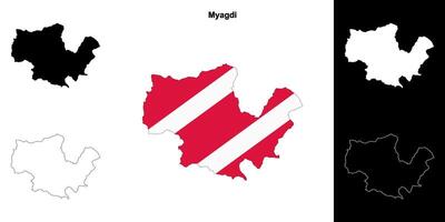 Myagdi district blank outline map set vector