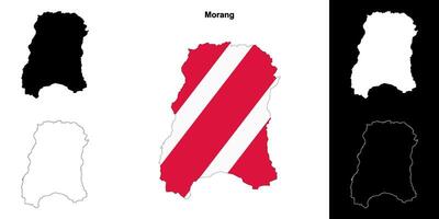 Morang district blank outline map set vector