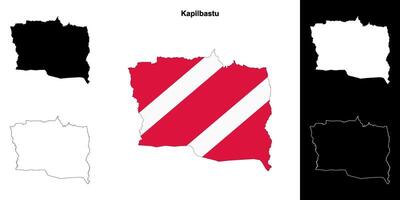 Kapilbastu district blank outline map set vector