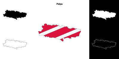 Palpa district blank outline map set vector