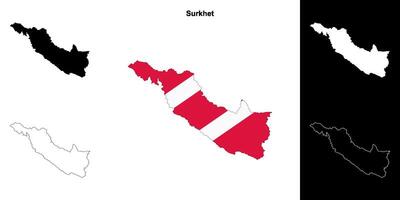 Surkhet district blank outline map set vector
