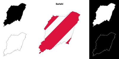 Sarlahi district blank outline map set vector
