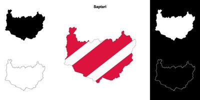 Saptari district blank outline map set vector