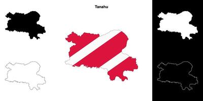 Tanahu district blank outline map set vector