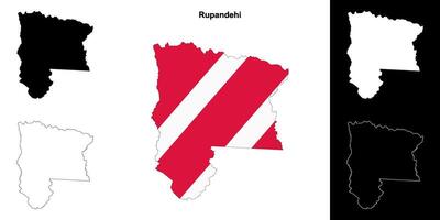 Rupandehi district blank outline map set vector