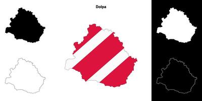 Dolpa district blank outline map set vector