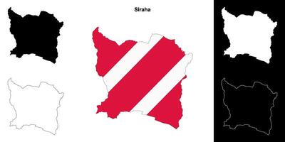 Siraha district blank outline map set vector
