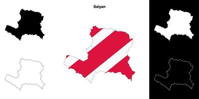 Salyan district blank outline map set vector