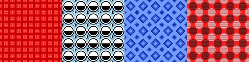 Seamless geometrical abstract threetone pattern set vector