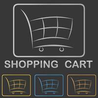 Metallic shopping cart icon, button design set vector