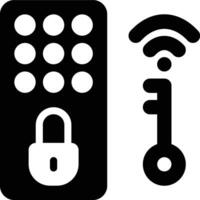 Smart Lock, Smart Key, Smart Door Glyph Solid Icon vector