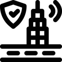Smart Security, Security System, Smart Building Outline Icon vector