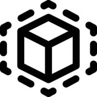 3D Modeling, 3D Object, Three Dimension Outline Icon vector