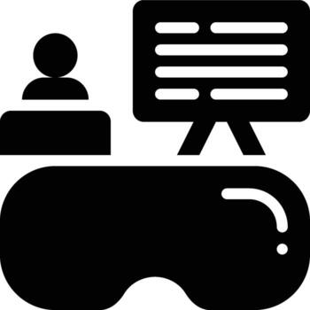 vr clase, virtual clase, virtual realidad glifo sólido icono vector