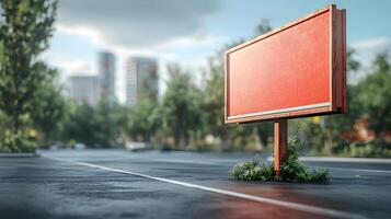 Floating highway sign in a clean 3D render, no text, minimal background, high resolution photo