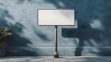 3D mockup of a blank street signpost, metallic structure, isolated, realistic shadows photo