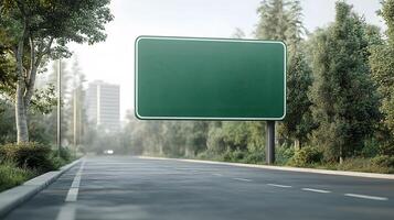 Interstate highway sign mockup isolated, high-quality 3D rendering, empty text space, white background photo