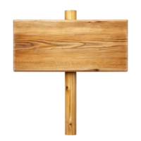 A Rustic Wooden Signpost with Blank Rectangular Board and Vertical Post for Your Message png