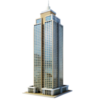 Modern HighRise Building Architectural Rendering on Black Background png