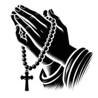 Praying hands with rosary vector