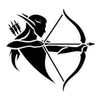 The archer is holding a bow and arrow vector