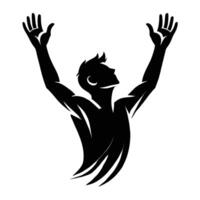 A man with his hands up in the air vector
