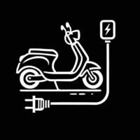 Electric scooter with a plug and a light vector