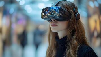 AI-powered virtual reality assistant guiding users through immersive digital experiences, interactive technology photo
