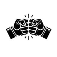 Two fists are shown in black and white vector