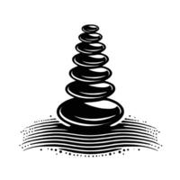 A black and white logo of a pyramid of stones vector