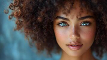 Textured hair close-up showing coily strands with defined curl pattern, healthy scalp, radiant glow photo