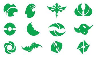 Motion texture spiral swirl abstract geomatic shape energy whirl decorative flower botanical outline business icon logo company symbol set circle leaf fire water bird wing vector
