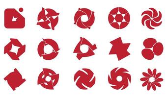 Abstract Geomatic Shape botanical element symbol icon logo set vectors bundle circle leaf fire water bird wing spiral motion texture whirl energy decorative flower outline