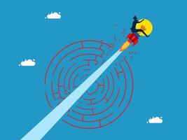 flying through a maze with a rocket vector