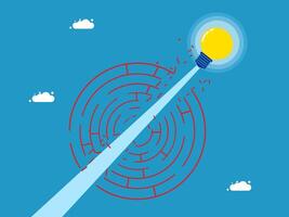 a light bulb is shining through a maze vector