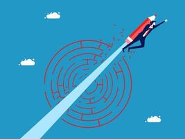 man flying through a maze with a red pencil vector