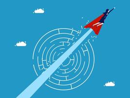 a rocket is flying through a maze vector