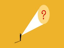 Businessman shines a flashlight and finds hidden problems vector
