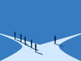 Businessmen think differently and choose different paths from others vector