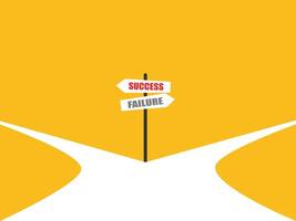 On the main road with the choice of success and failure signs vector