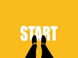 Businessman standing at start point, top view for decision to start business vector