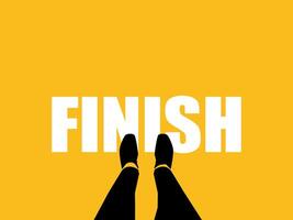 Businessman standing at end of path, top view, project completion vector