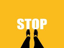 Businessman standing at stop point, top view for decision to stop business. vector
