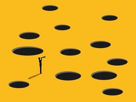 Assess or Avoid Risk, Businessman Has Vision to Find Ways to Avoid Pitfalls vector