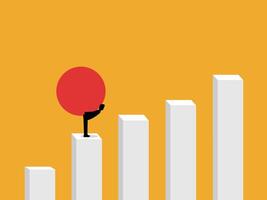 Hard Work , Businessman Walking On Chart While Carrying Big Stone vector