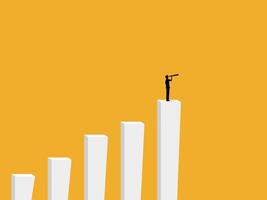 Businessman with vision on a bar chart looking for a new job vector