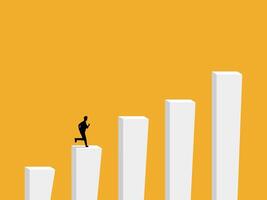 Businessman running on a growth bar graph vector