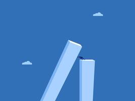 Dealing with a business crisis, famous businessman falls on top of a building vector